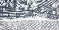 VILLA NOVA BERG CHAMBRAY BLUE MODERN GEOMETRIC EXCLUSIVE FABRIC 6 YARDS 54″W