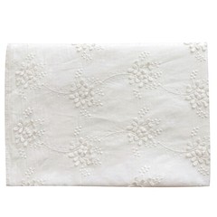 1M Cotton Fabric Floral Cloth 3D Embroidered Flower Costume Tablecloth Craft Sew