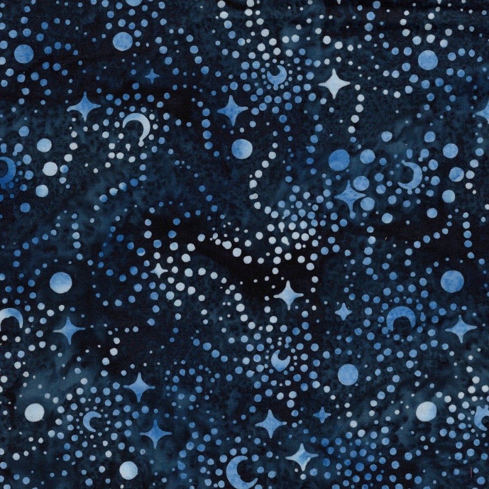 Stars and Swirls Batik-Island Batiks-Navy Blue B/G-BTY