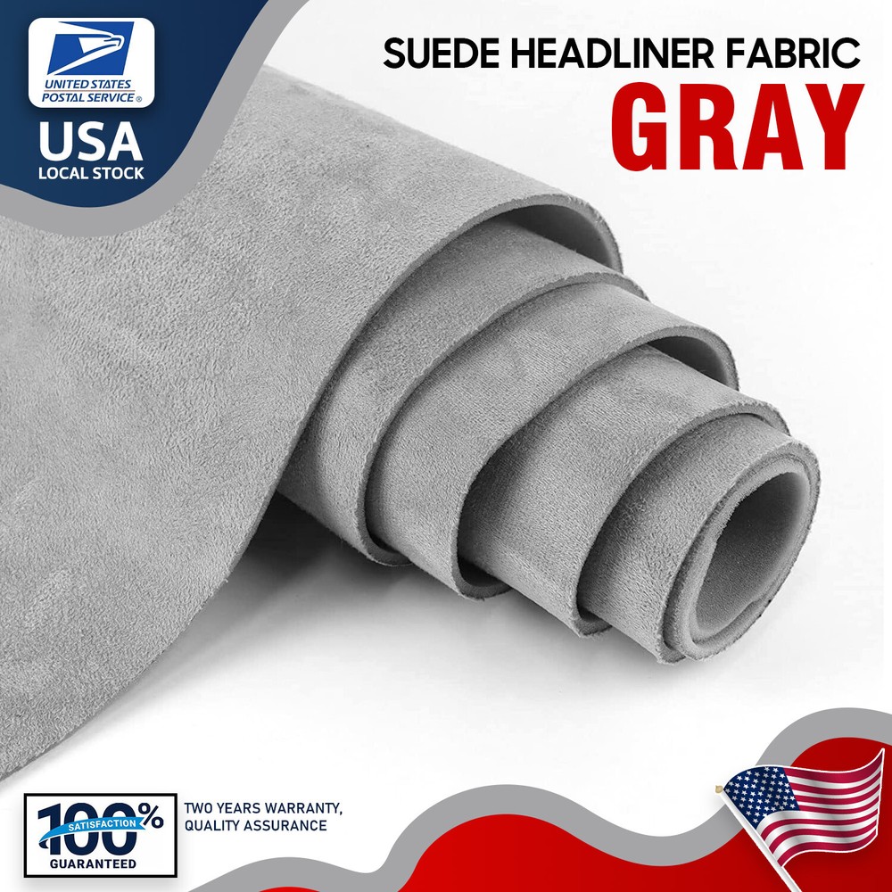 Light Gray Suede Headliner Fabrics Foam Backed 60”x60”Ceiling Replace Material