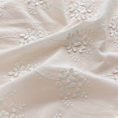 1M Cotton Fabric Floral Cloth 3D Embroidered Flower Costume Tablecloth Craft Sew