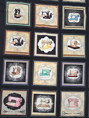 Vintage Sewing Machines Fabric Panel Cotton Quilt Blocks Dan Morris 2018 QT
