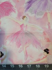 Ballerina Ballet Pink Glitter Timeless Treasures Cotton Quilt Craft Fabric 2 Yds