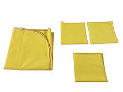 Lot of Yellow Tablecloth 46″x44″ & 3 Napkins 14.5″ Fabric Craft Repurpose