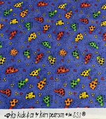 Ladybug Polka Dot Heart Fabric Kari Pearson For SSI Red Green Orange Blue BTHY