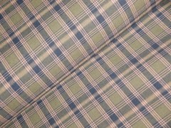 Olive Green Navy Blue Plaid Homespun Fabric | Farmhouse Cabin Cottage Rustic