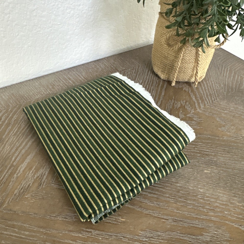 JoAnn Fabric Thin Green and Gold Striped 27×42″ School Uniform VTG Men Suiting