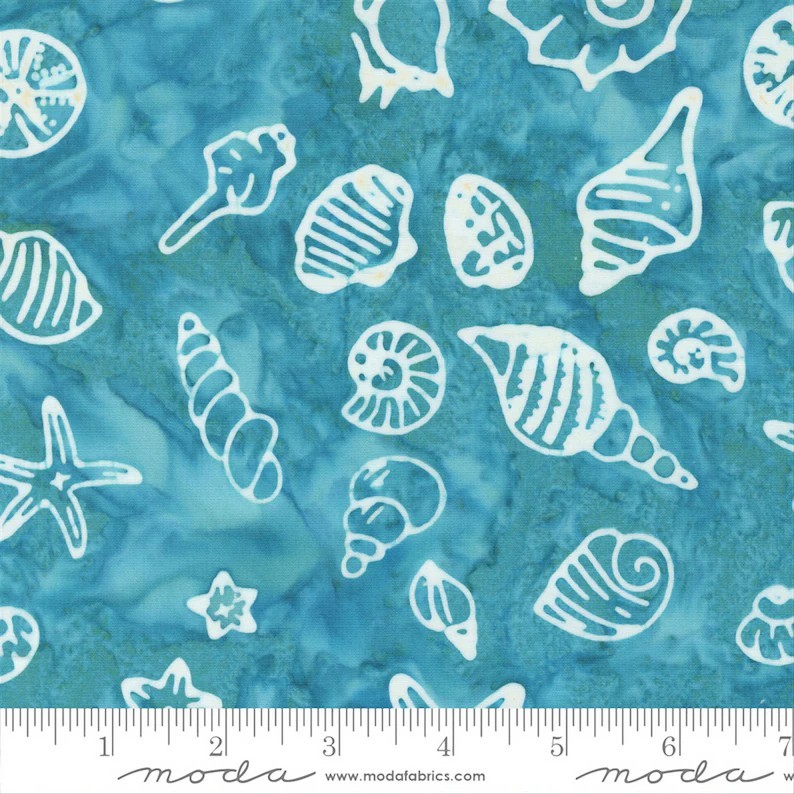Moda Quilting Fabric Beachy Batiks by the yard Cotton 4362 Shells Beach Ocean