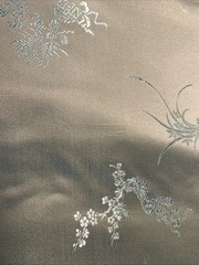Vtg 1950s Harilela Hong Kong Silk Blend Brocade Fabric Silvery Green 5 Yards