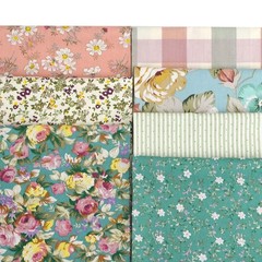 7PCS Cotton Fabric Fat Quarters 18×22 Inches Sewing Quilting Craft Peony Lily