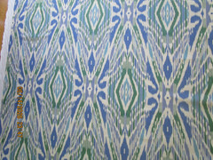 Manuel Canovas DALMAS Ikat Linen print Fabric Blue Lavender Green Ivory BTyd