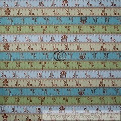 BonEful Fabric FQ Cotton Quilt Blue Brown Tape Measure Construction Wood Work US