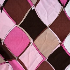 Vintage Pink Groovy Silky Polyester Apparel Fabric Harlequin Border Print 58″x40