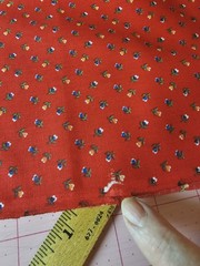 Vintage 1940’s-60’s Green Pink Blue Calico on Red 27″ L x 36″ W Cotton Fabric
