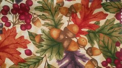 Fabric Red Rooster 2 Pc Leaves of Purple & Russet Berries of Fuchsia Nuts $2.75
