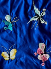 180cm X 150cm Pretty Butterfly embroidered Silk Fabric