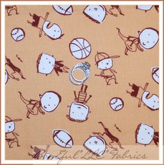 BonEful Fabric FQ Cotton Quilt VTG Baby Nursery Orange Sport Basketball Baseball