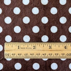 Minky 1.25 Yds x 58″ Wide Chocolate Brown & White Polka Dots Plush Fabric