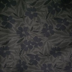 TONAL PRINT Dark Navy Flowers w/ Dark Green on Dark Gray Cotton Light Shirting