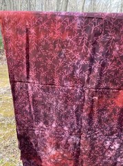 Burgundy Red Batik Fabric Deep Dye Tree Branch Geometric Quilting Art Textile