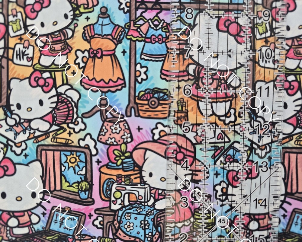 Custom 100% Cotton Woven Fabric Hello Kitty Sewing By The 1/4 Yard 9×56