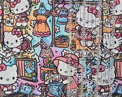 Custom 100% Cotton Woven Fabric Hello Kitty Sewing By The 1/4 Yard 9×56