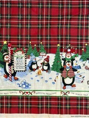 VINTAGE Daisy Kingdom Christmas Penguin Border Fabric – 1 Yard 3” x 44”