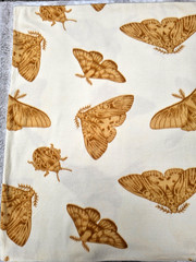 Moths on Beige Blizzard Fleece Fabric – 2 yards x 58″ NEW