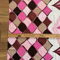 Vintage Pink Groovy Silky Polyester Apparel Fabric Harlequin Border Print 58″x40