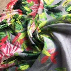 1 yard X 1.32 meter Positional Floral Silk Chiffon Fabric Natural Mulberry