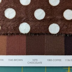 Minky 1.25 Yds x 58″ Wide Chocolate Brown & White Polka Dots Plush Fabric