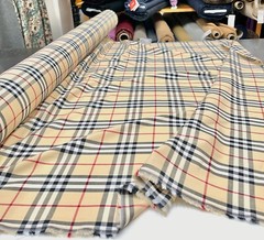 PLAID FABRIC 100% COTTON BEIGE TARTAN Red White Black ClassicCheck 2.0 meter