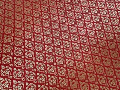 Red Thai Silk Traditional Woven Fabric Wedding Dress Damask Pattern 40″ Drape