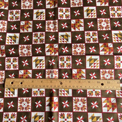2 YD Riley Blake Fall Barn Quilts Fabric Brown Cotton Print