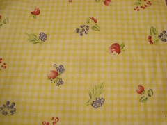 1 of 10 Yds Suburban Fabric Delightful Gingham Check fruit Yellow Drapery 54″w