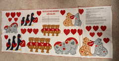 Vtg. CUT AND SEW Bears Elephants Penguins HUGS AND KISSES Appliques Fabric Panel