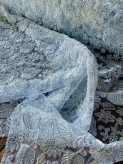 White Lace Fabric Floral Pattern Embroidery Scalloped DIY Wedding Party Decor