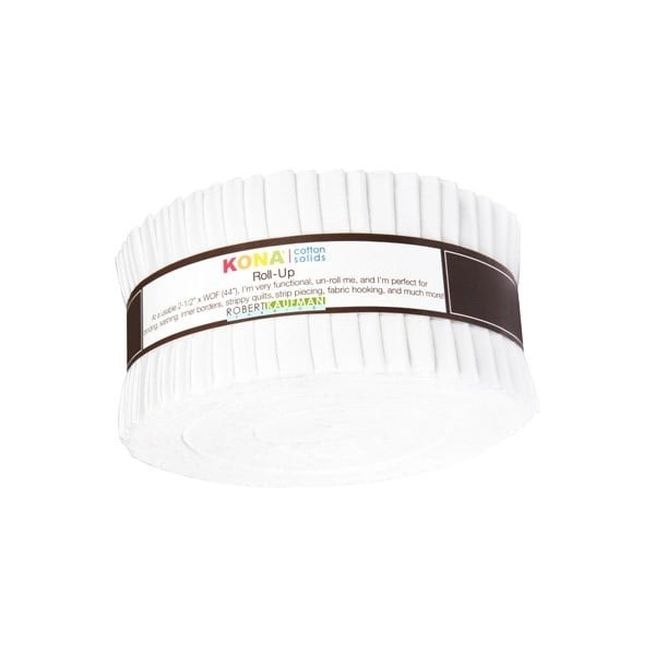 KONA RU-190-40 Robert Kaufmann White ROLL UPS (40) 2.5″ Cotton Strips NWT