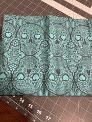 FQ Tula Pink DE La LUNA Sugar SKULLS Zombie Cotton Quilt Craft Fabric Aqua
