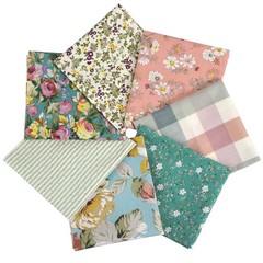 7PCS Cotton Fabric Fat Quarters 18×22 Inches Sewing Quilting Craft Peony Lily
