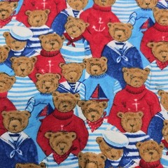 JoAnn Teddy Bear Nautical Fabric 2 Yards 15 Inches x 40″ Wide Cotton Flannel