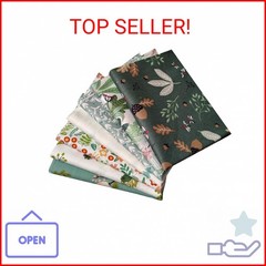 Qililandiy 7 Pcs Green Floral Fat Quarters Fabric Bundles Quilting Fabric Bundle