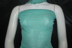 Linen Cotton Rayon Knit Jersey fabric1/8″ green 1/8″ Natural Oatmeal Stripes