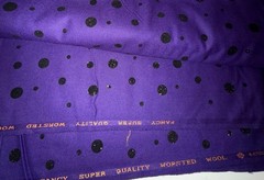 Super Quality Worsted Wool Fabric. Deep Purple With Glitter Polka Dots 5.11 yds