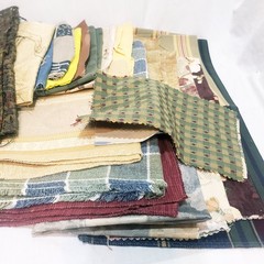 3 lbs 3 oz Lot of Fabric Small Scraps Samples Mixed pieces sizes colors textures