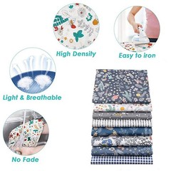 Checked Striped Floral Quilting Fabric, Dark Blue Gray Fat Quarters Fabric Bu…