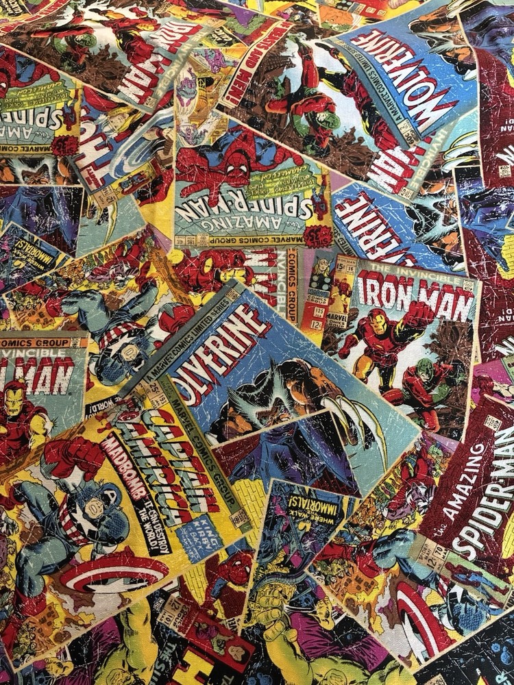 Marvel Comics Super Heroes Cotton Fabric By Camelot Fabrics 62”x45” New
