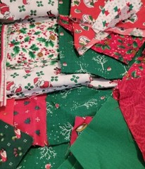 3 Pounds 8 Ounces Christmas Fabric Holly Santa B2