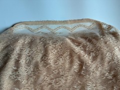 Beige BLUSH SHEER LACE FABRIC 5 Yds 53″ w Lightweight Bridal Stretch Floral Veil