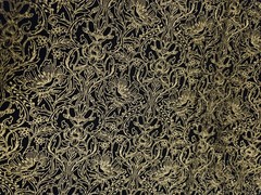 42 x 73 Black and Metallic Gold Floral Damask Fabric Buttercream for JOANN